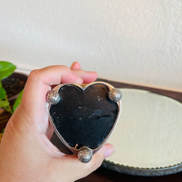 Brighton Silver Heart Shaped Candle Stick Holder Grandma 90s Cottagecore Rustic - Picture 9 of 13